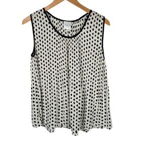 Gray LA Women's Polka Dot Pleated Sleeveless‎ Top Size M coquette angel ballet
